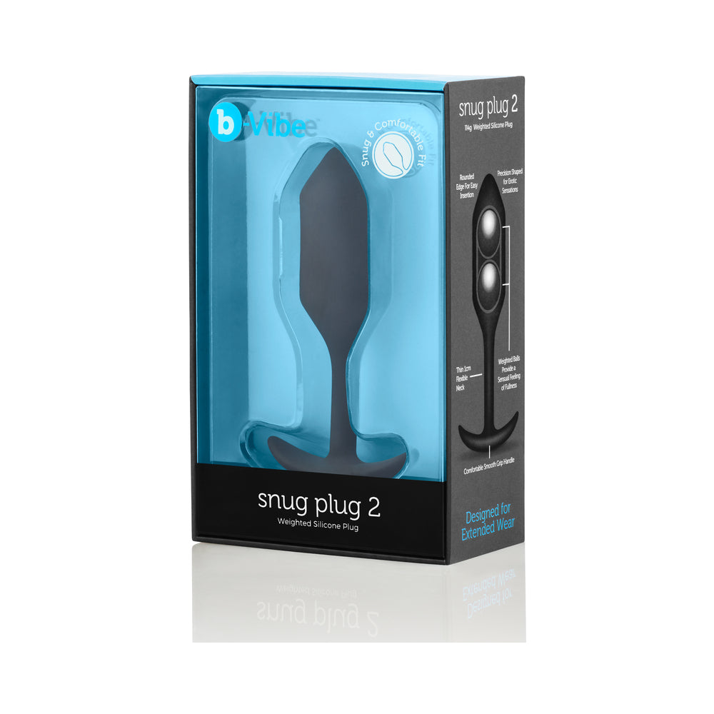 b-Vibe Snug Plug 2 Weighted Silicone Anal Plug Black - Fantasies Boutique