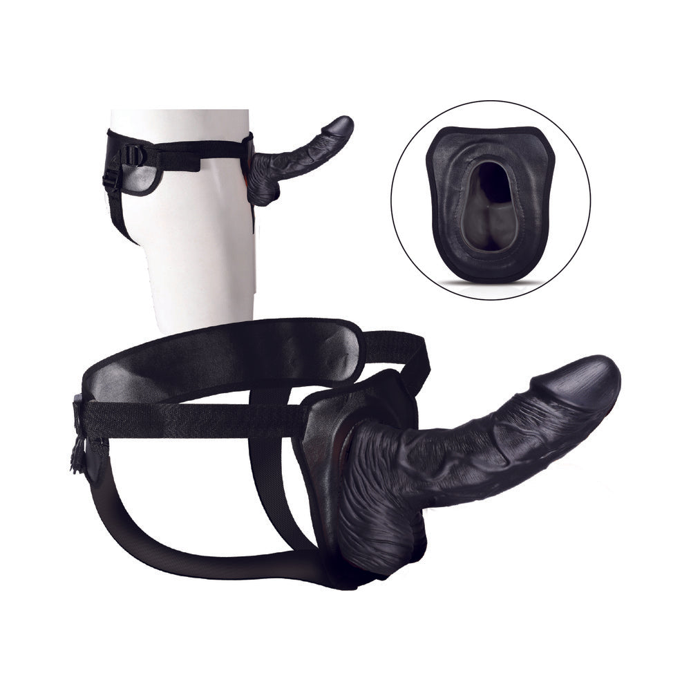 Erection Assistant Hollow Strap-On 8 in. Black - Fantasies Boutique