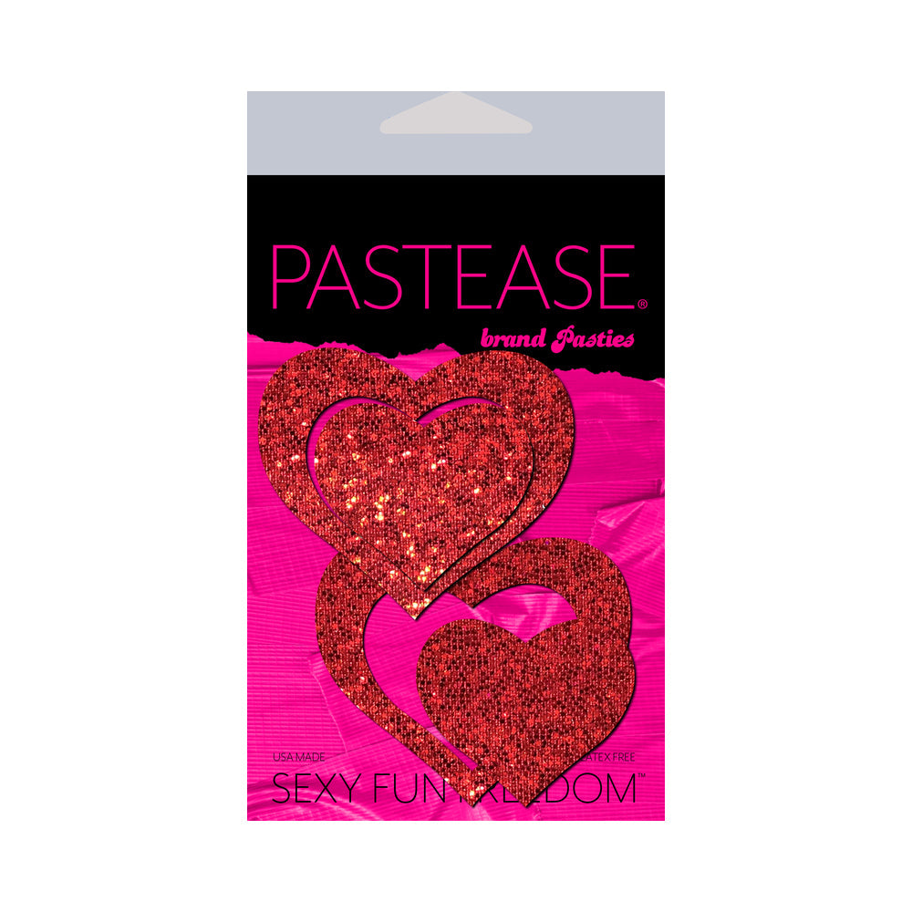 Pastease Peek-a-Boob: Red Glitter Heart Frame & Center Pasties