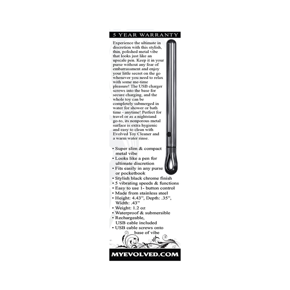 Evolved Pen Pal Rechargeable Metal Pen Vibrator Chrome - Fantasies Boutique