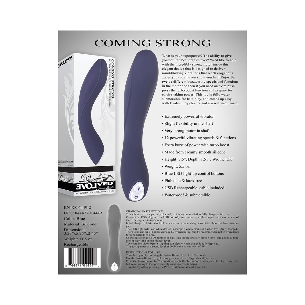 Evolved Coming Strong Rechargeable Silicone G-Spot Vibrator Purple - Fantasies Boutique
