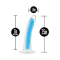 Blush Neo Elite Glow in the Dark Prysm 7 in. Silicone Dual Density Dildo with Suction Cup Neon Blue - Fantasies Boutique