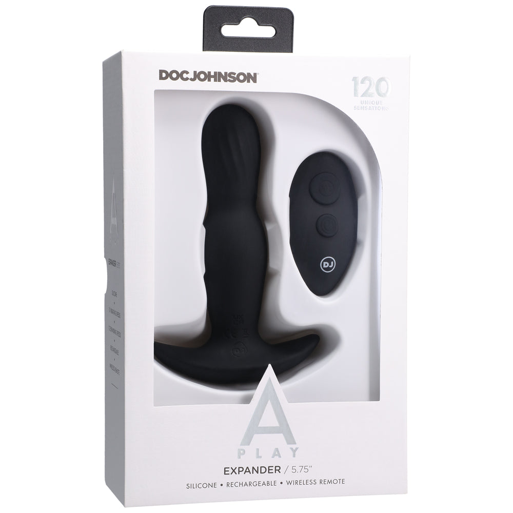 A-Play EXPANDER Rechargeable Silicone Anal Plug with Remote Black - Fantasies Boutique
