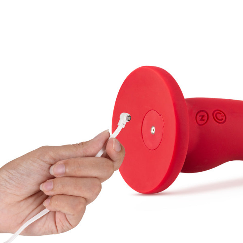 Impressions Las Vegas Rechargeable Silicone 8.25 in. Vibrating Dildo Crimson - Fantasies Boutique