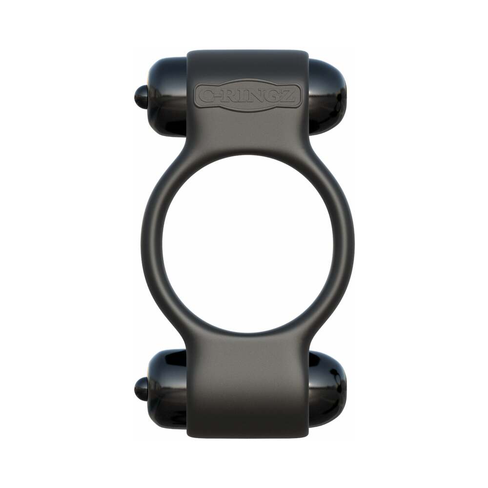 Fantasy C-Ringz Magic Touch Couples Ring With Dual Bullets Black - Fantasies Boutique