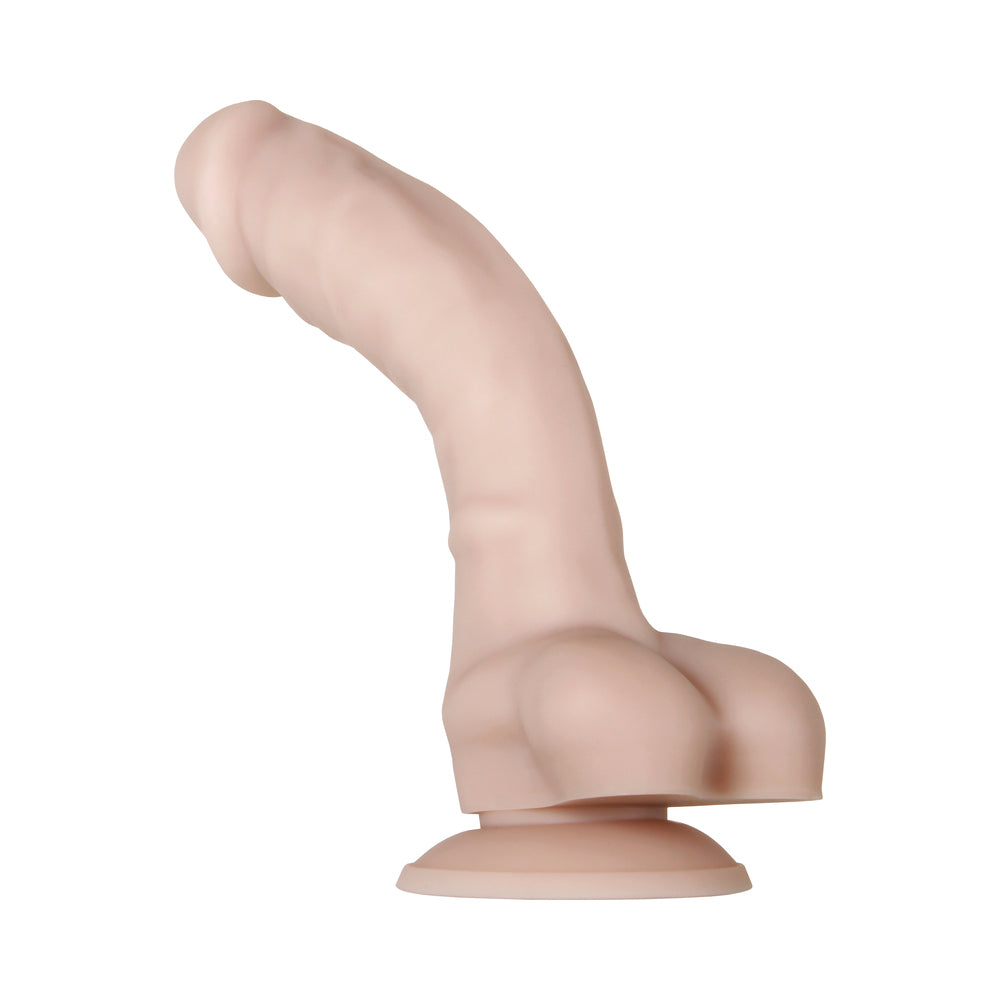 Evolved Real Supple Poseable 8.25 in. Realistic Silicone Dildo With Balls Beige - Fantasies Boutique