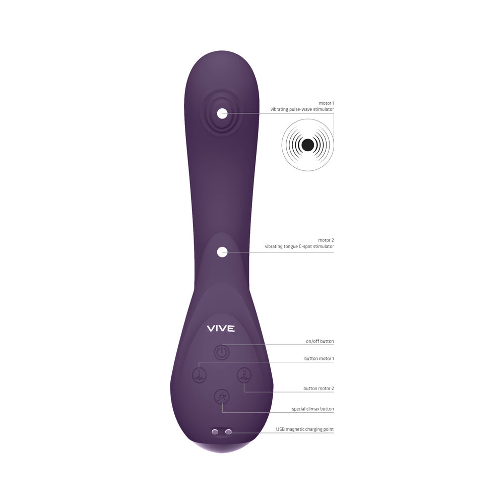 VIVE MIKI Rechargeable Pulse Wave & Flickering Dual Stimulation G-Spot Vibrator Purple - Fantasies Boutique