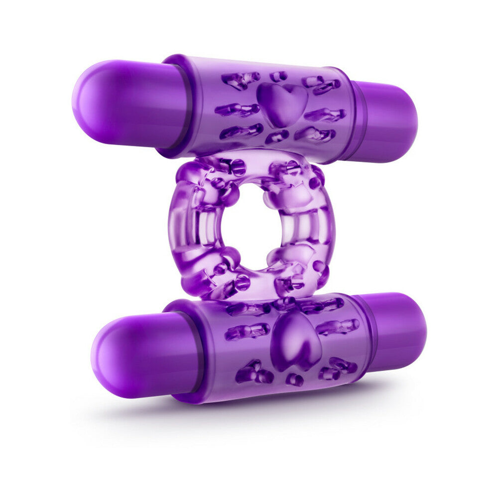 Play with Me Double Play Dual Vibrating Cockring Purple - Fantasies Boutique