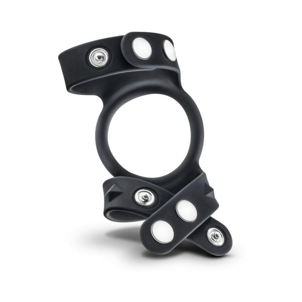 Performance VS8 Silicone Double Cock & Ball Strap Black - Fantasies Boutique