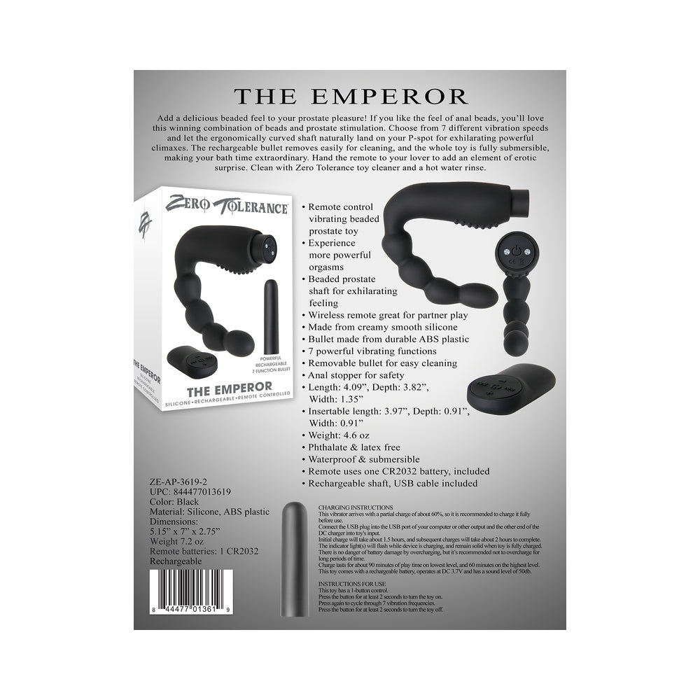 Zero Tolerance The Emperor Vibrating Silicone Prostate Massager Black - Fantasies Boutique