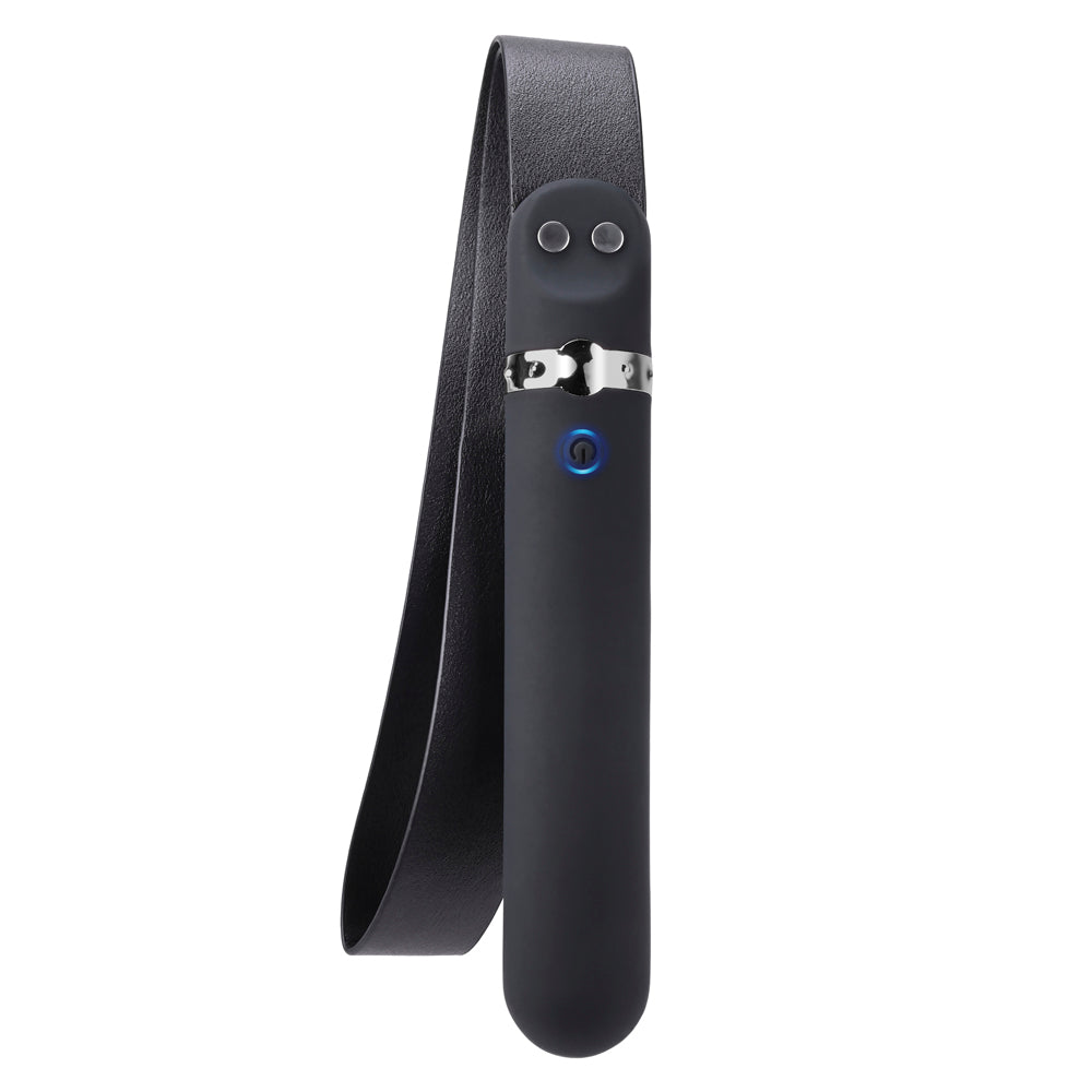 Adam & Eve Spank Me Vibe Rechargeable Silicone Vibrator With Slap Strap End Black - Fantasies Boutique