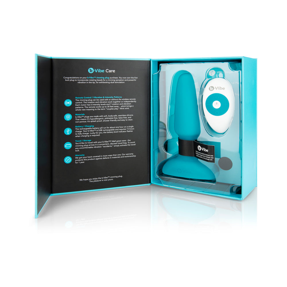 b-Vibe Rimming 2 Rotating and Vibrating Remote Control Plug Teal - Fantasies Boutique