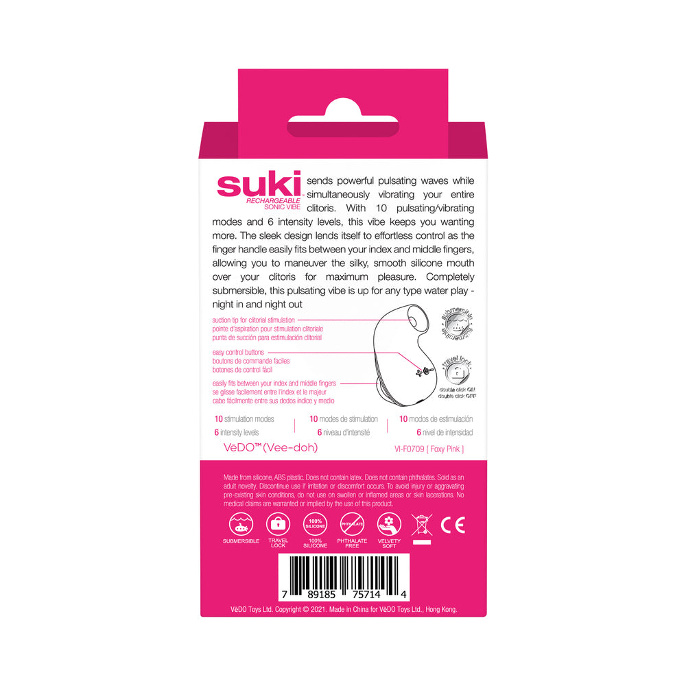 Suki Sonic Suction Rechargeable Vibrator Foxy Pink - Fantasies Boutique