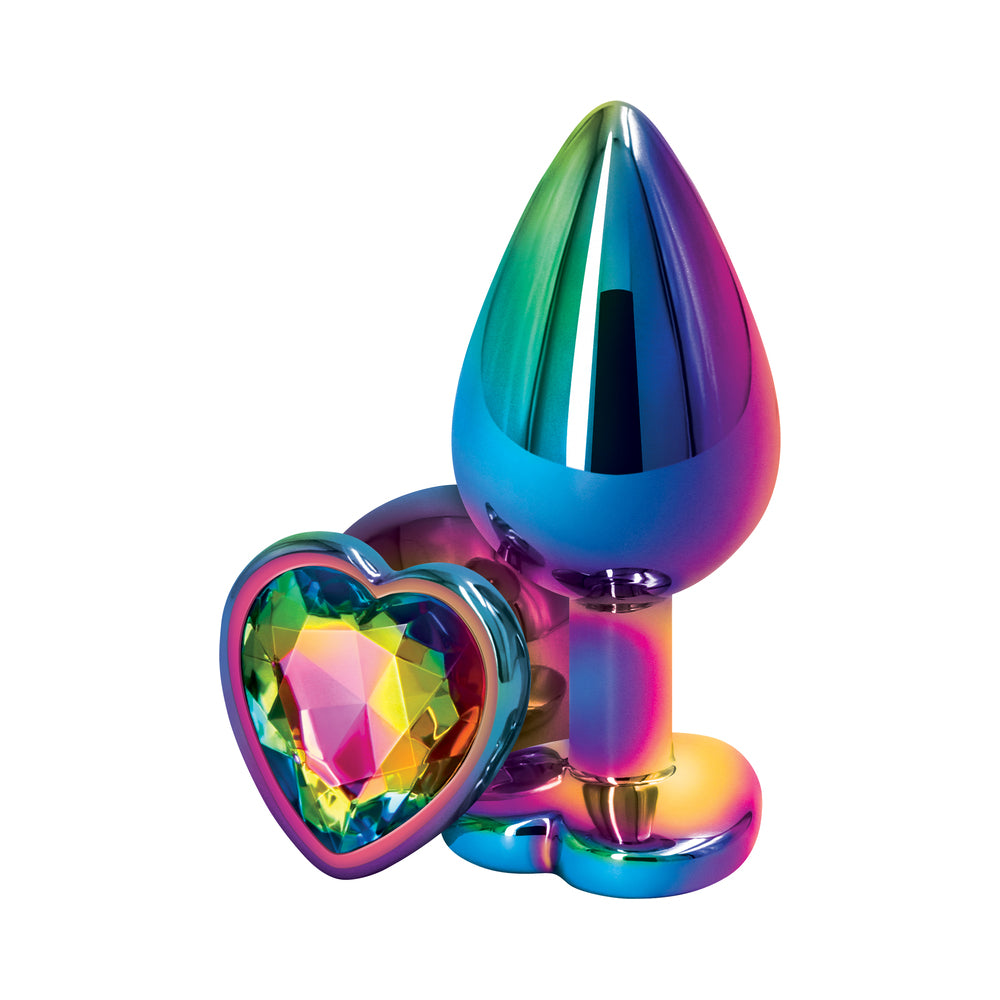 Rear Assets Metal Heart Plug Medium Multicolor/Rainbow - Fantasies Boutique