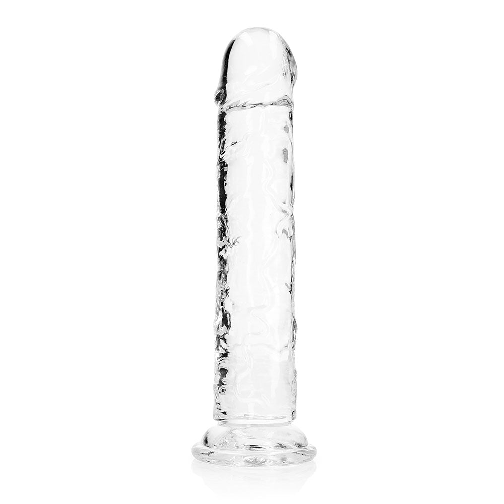 RealRock Crystal Clear Straight 11 in. Dildo Without Balls Clear - Fantasies Boutique