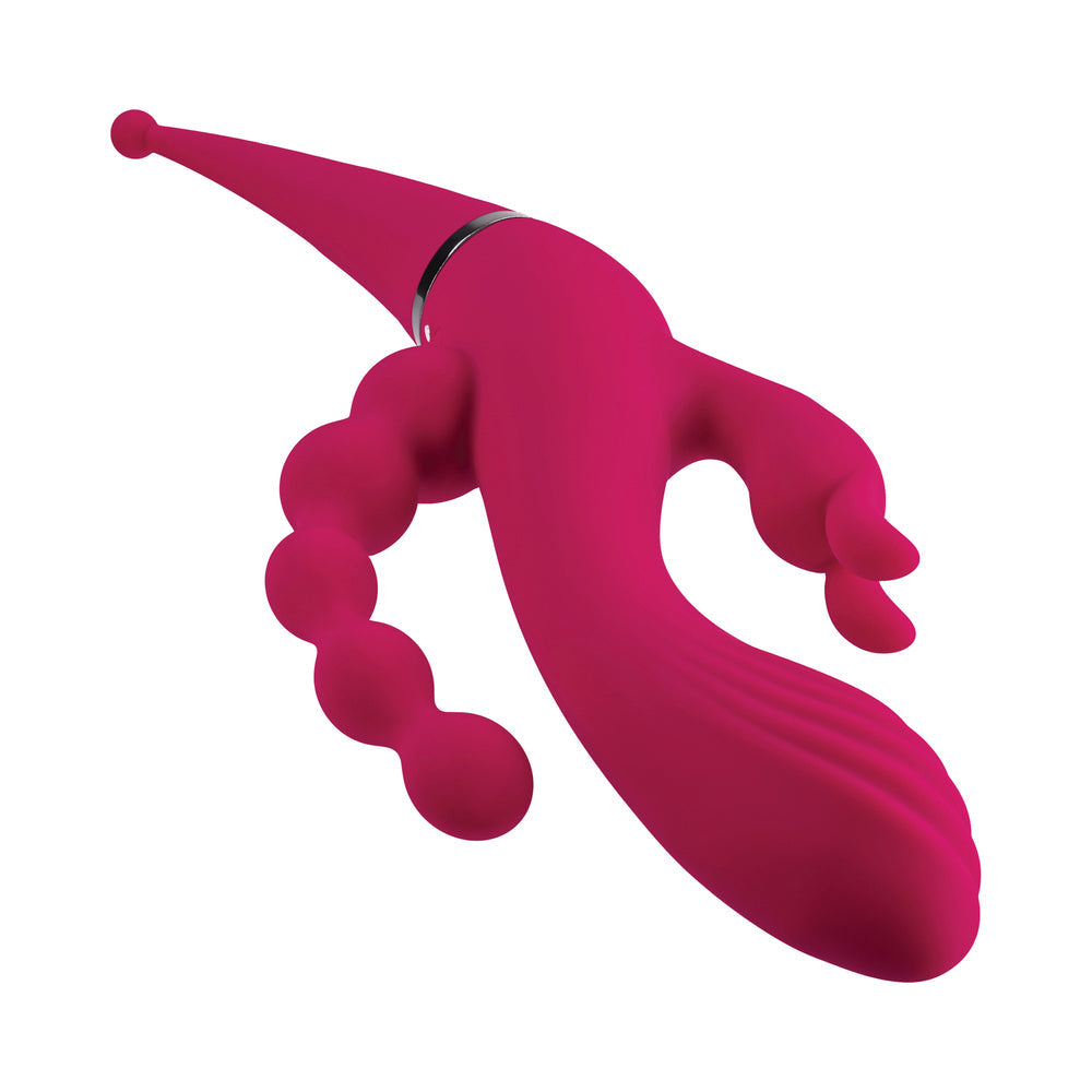 Gender X Four By Four Rechargeable Dual-Ended Multi-Stimulating Silicone Vibrator Burgundy - Fantasies Boutique