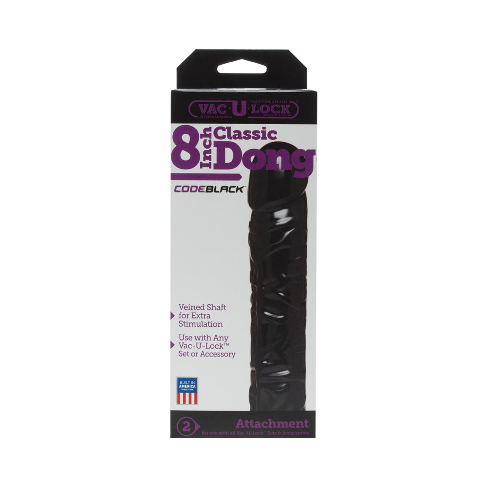 Vac-U-Lock - 8in Classic Dong CODEBLACK