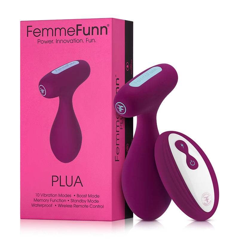 FemmeFunn Plua Rechargeable Remote-Controlled Silicone Vibrating Anal Plug Dark Fuchsia - Fantasies Boutique