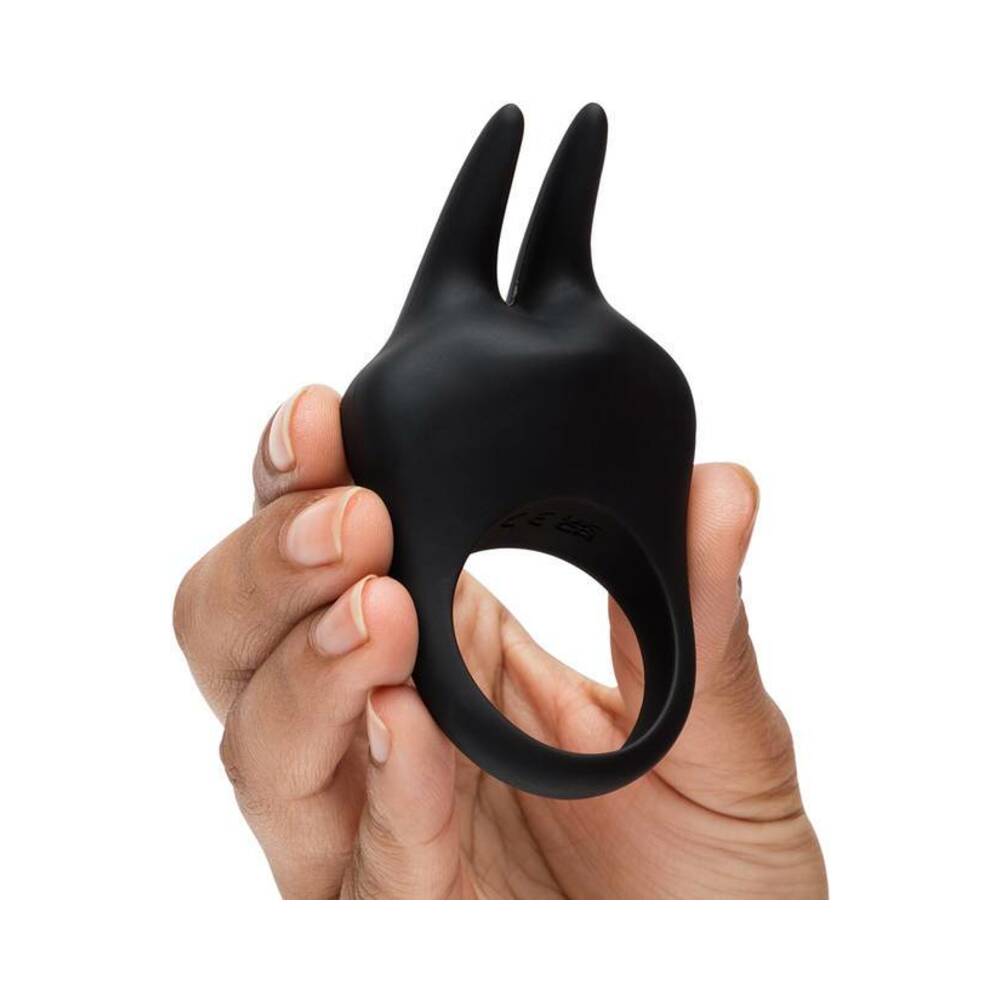 Fifty Shades of Grey Sensation Rechargeable Silicone Vibrating Rabbit Love Ring Black - Fantasies Boutique