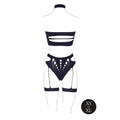 Le Desir Shade Ananke XII Choker, Bandeau Top & Panty with Garters Black O/S - Fantasies Boutique