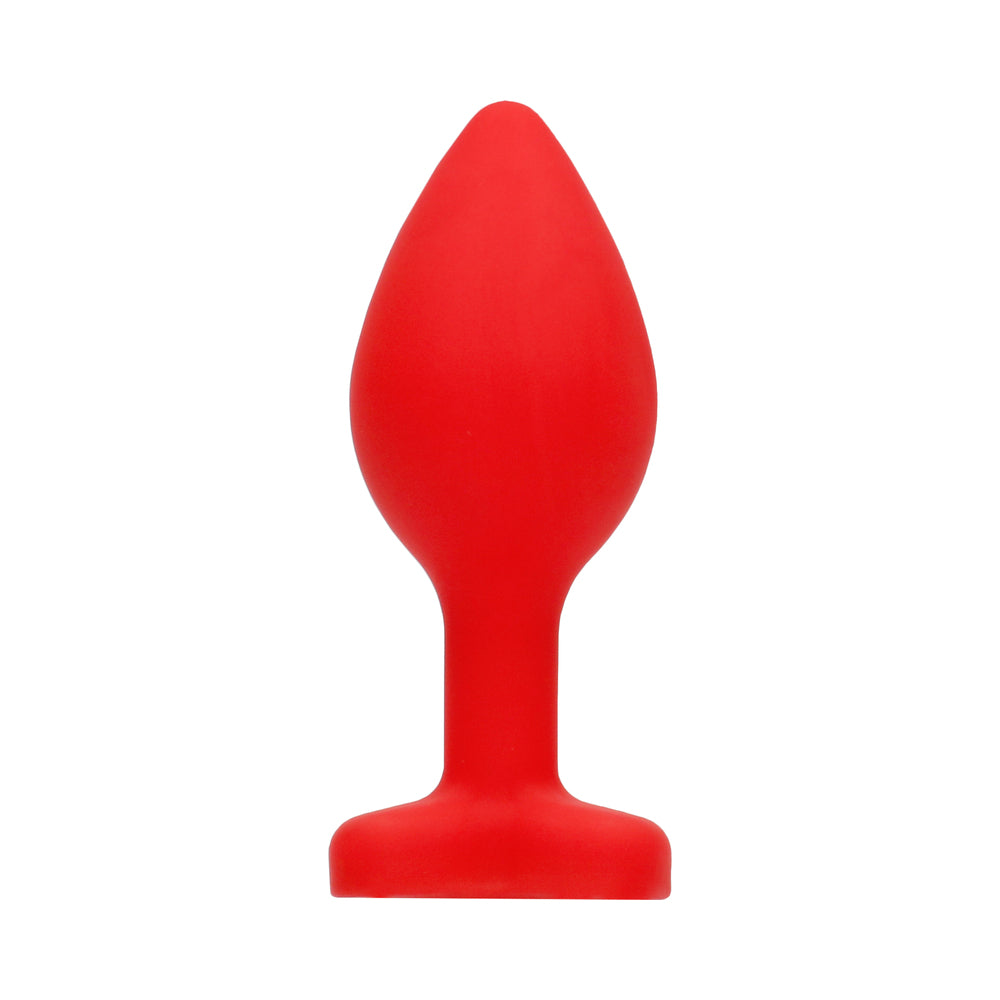 Ouch! Flexible Silicone Diamond Heart Butt Plug Red Large - Fantasies Boutique