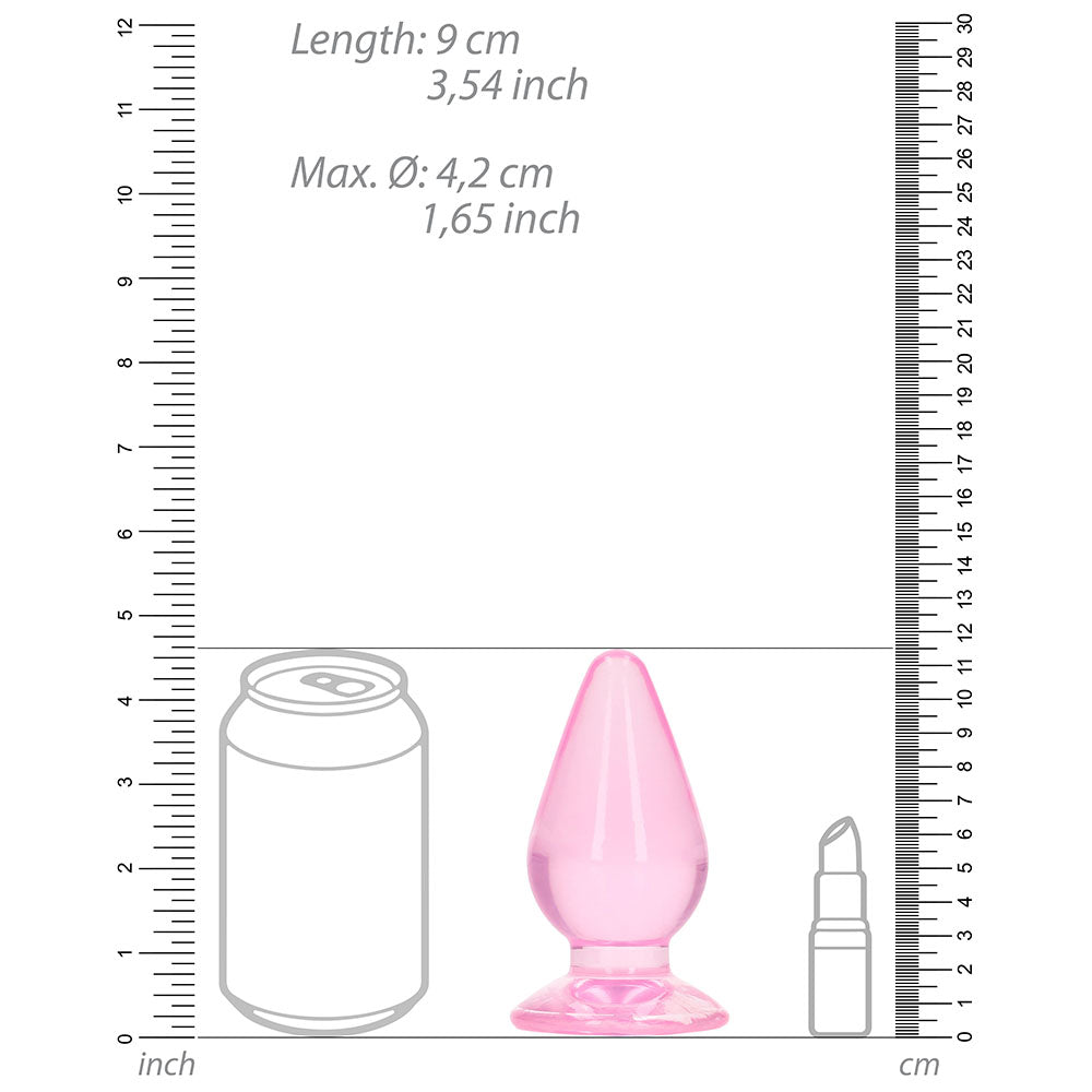 RealRock Crystal Clear 4.5 in. Anal Plug Pink - Fantasies Boutique