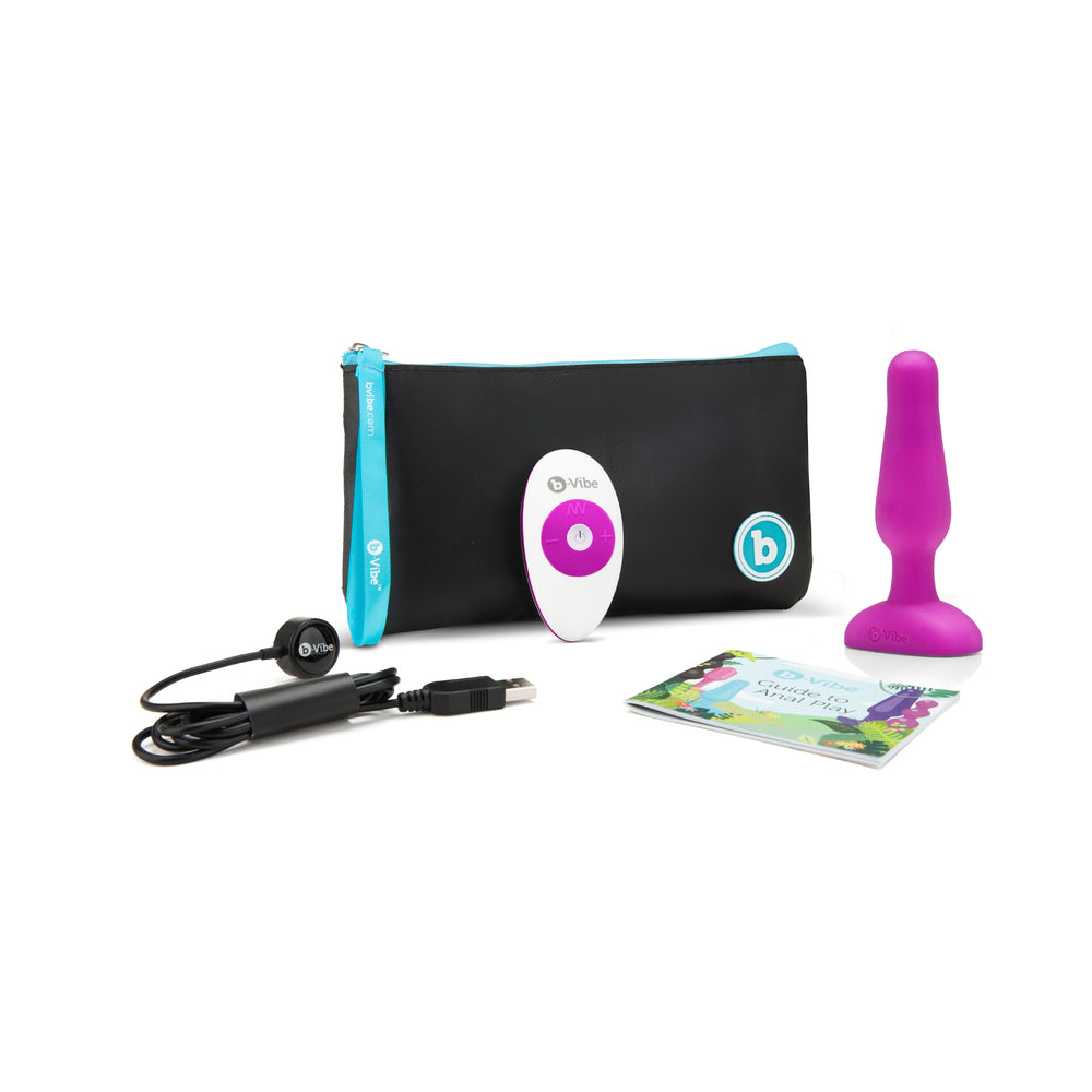 b-Vibe Novice Rechargeable Remote-Controlled Vibrating Silicone Anal Plug Fuchsia - Fantasies Boutique