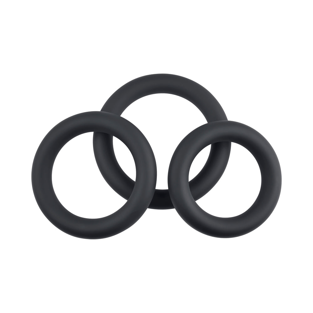 Selopa 3 Ring Circus Cock Ring Set Silicone Black - Fantasies Boutique