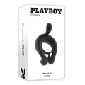 Playboy Triple Play Vibrating Cockring with Stimulator Black - Fantasies Boutique