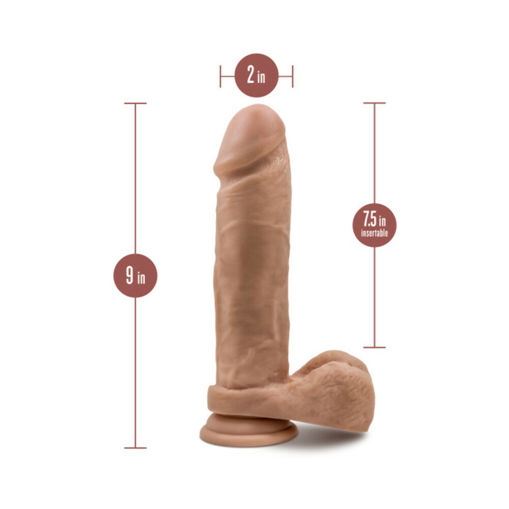 Blush Dr. Skin Silicone Dr. Julian Realistic 9 in. Posable Dildo with Balls & Suction Cup Tan - Fantasies Boutique