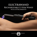 Master Series Elektra wand Rechargeable E-Stim Wand with Attachments Black