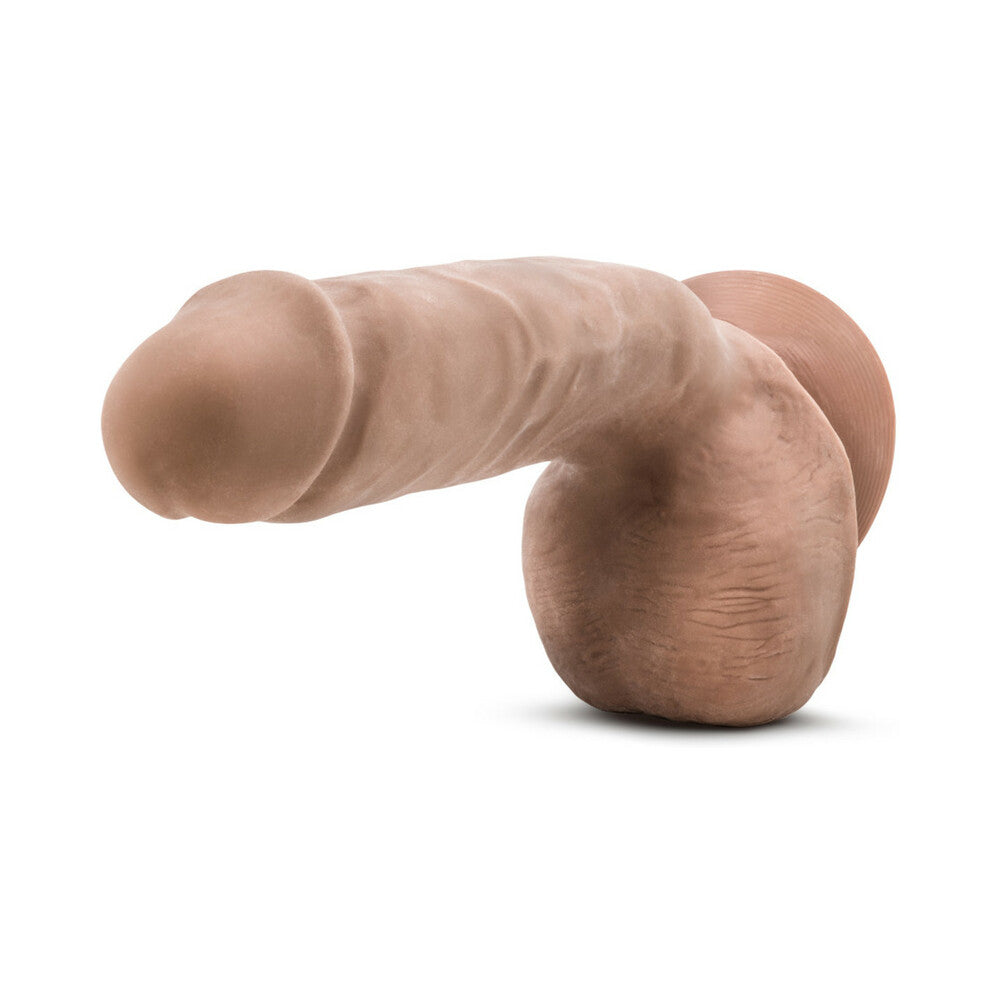 Au Naturel Macho 8.5 in. Posable Dual Density Dildo with Balls Tan - Fantasies Boutique