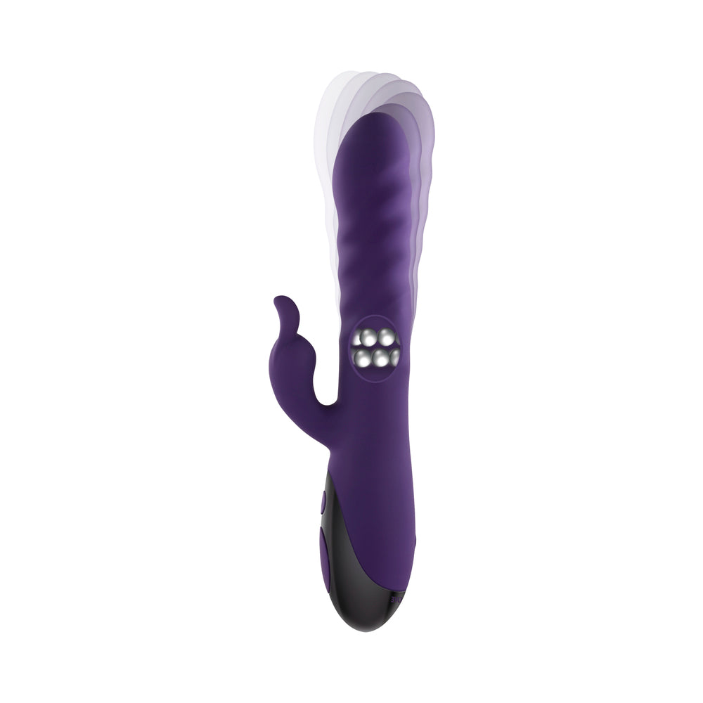 Evolved Rascally Rabbit Rechargeable Thrusting Swirling Silicone Vibrator Purple - Fantasies Boutique
