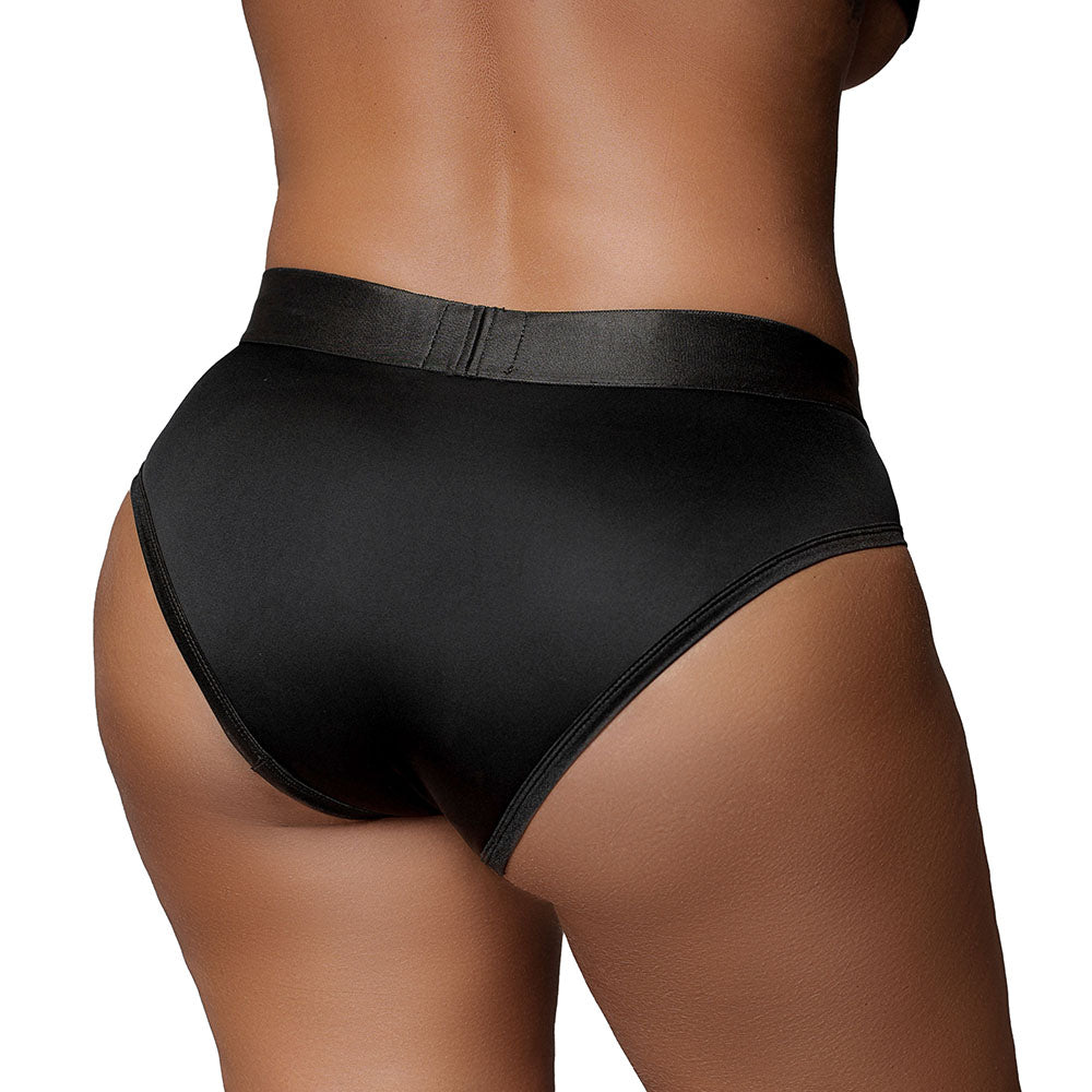 Ouch! Vibrating Strap-on High-cut Brief Black XL/2XL - Fantasies Boutique