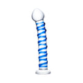 Glas 7.5 in. Blue Spiral Glass Dildo - Fantasies Boutique