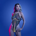 Fantasy Lingerie Glow Solar Flare Halter Tie Teddy with Underwire S/M