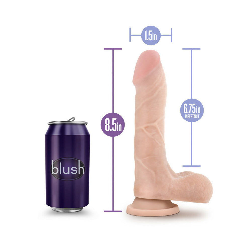 Au Naturel Mister Perfect 8.5 in. Posable Dual Density Dildo with Balls Beige - Fantasies Boutique