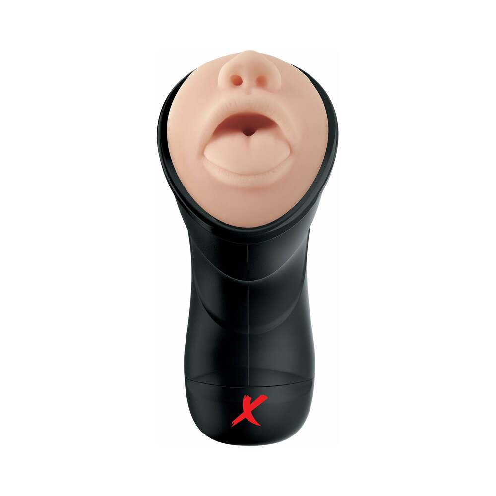 PDX Elite Deep Throat Vibrating Stroker Beige/Black - Fantasies Boutique