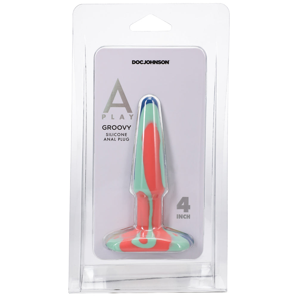 A-Play Groovy 4 in. Silicone Anal Plug Sunrise - Fantasies Boutique