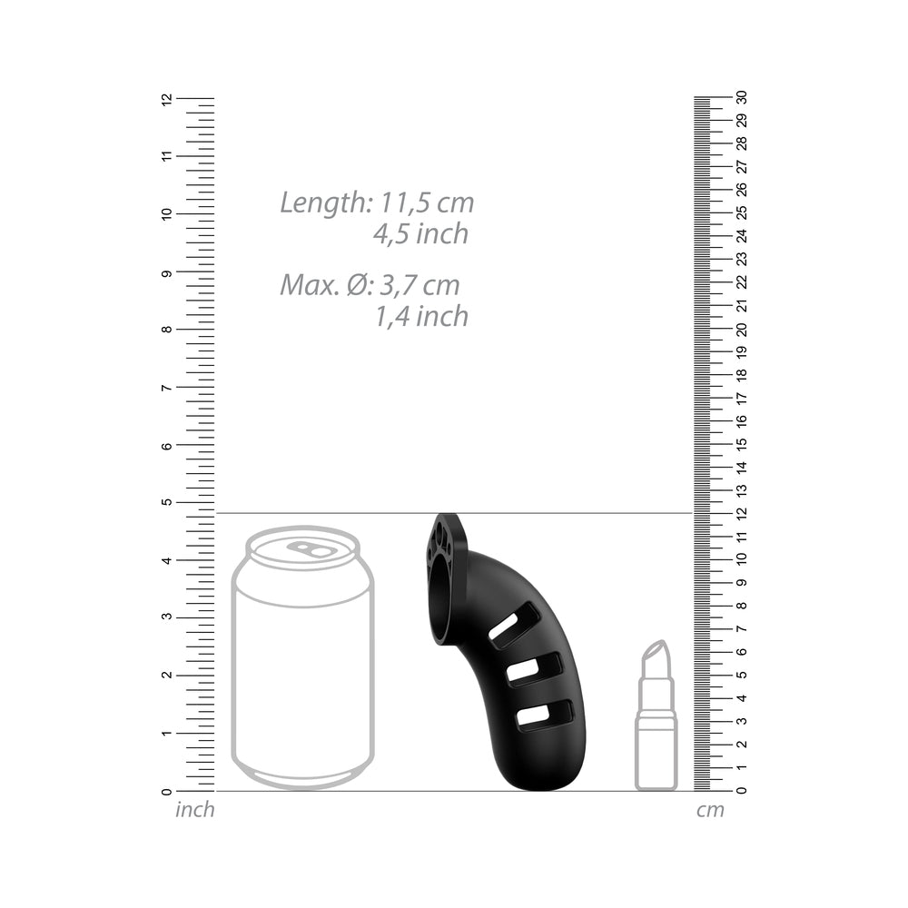 Shots ManCage Model 21 Adjustable 4.5 in. Silicone Chastity Cock Cage Black - Fantasies Boutique