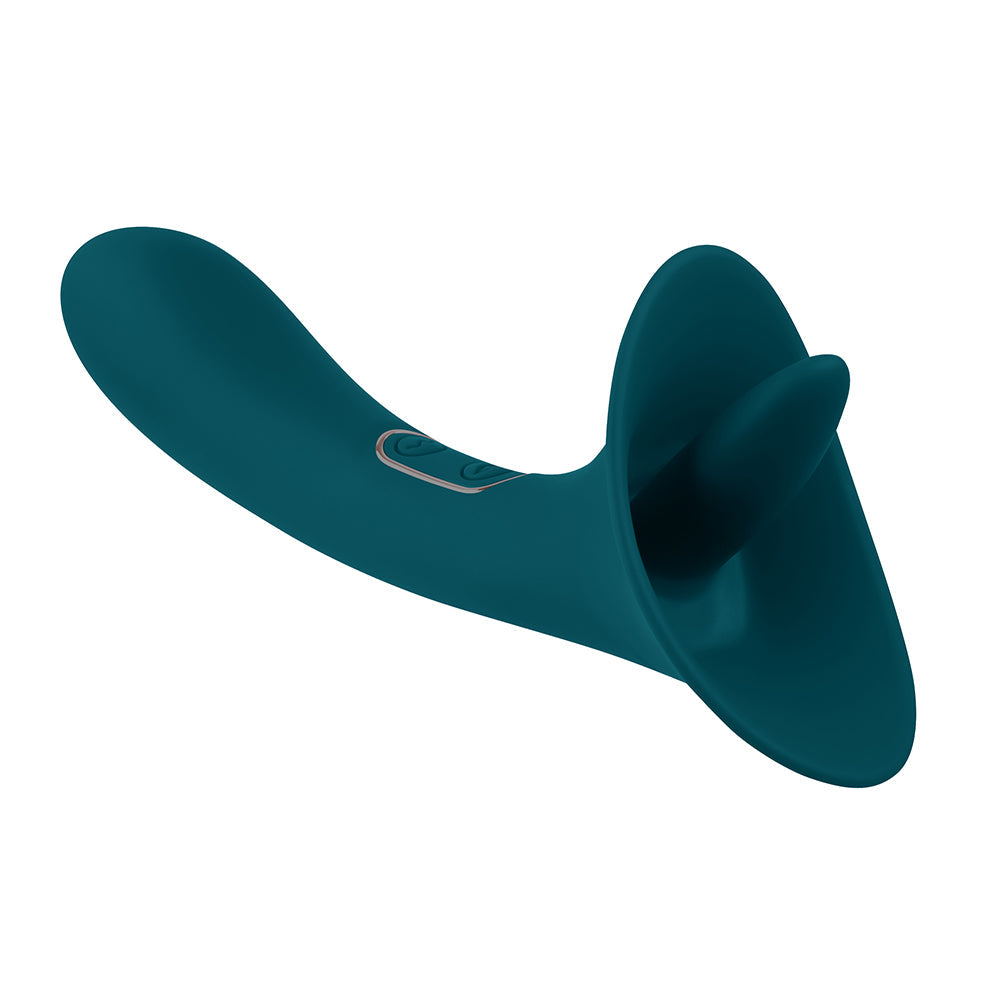 Playboy True Indulgence Rechargeable Dual Ended Silicone Flicking Vibrator Deep Teal - Fantasies Boutique