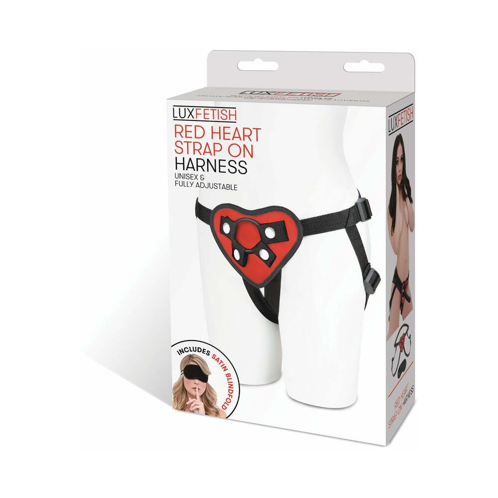 Lux Fetish Red Heart Strap-On Harness - Fantasies Boutique
