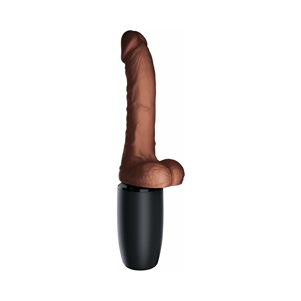 King Cock Plus 7.5 in. Thrusting Cock With Balls Rechargeable Realistic Vibrator Brown - Fantasies Boutique
