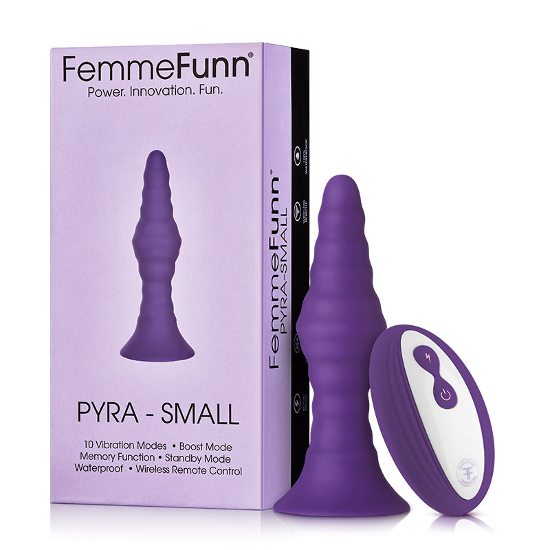 FemmeFunn Pyra Rechargeable Remote-Controlled Silicone Vibrating Anal Plug Small Dark Purple - Fantasies Boutique