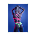 Fantasy Lingerie Glow Persuasive Open Cup Cage Bra & Panty Neon Green S/M