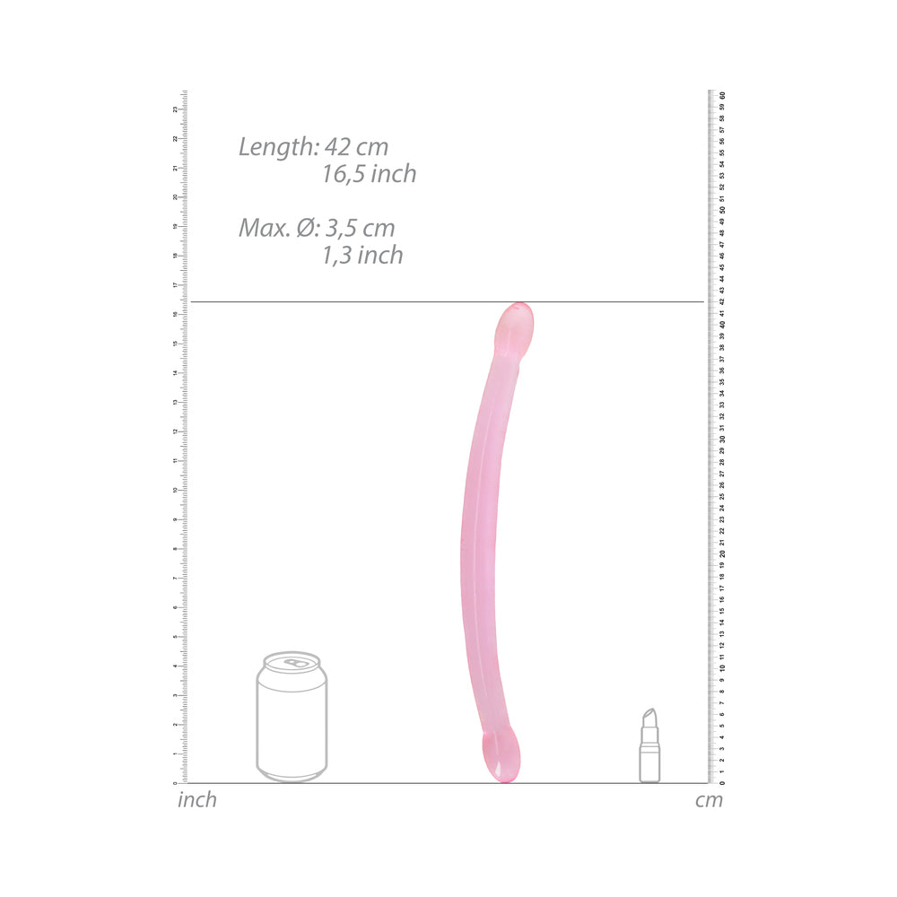 RealRock Crystal Clear Non-Realistic 17 in. Double Dildo Pink - Fantasies Boutique