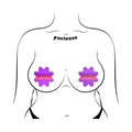 Pastease Colorful Retro Stripes on Purple Petal Breast Pasties