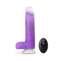 Blush Neo Elite Encore 8 in. Silicone Vibrating Dildo with Balls & Suction Cup Purple - Fantasies Boutique
