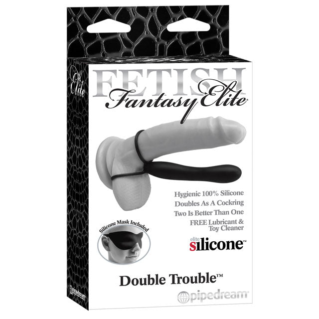 Fetish Fantasy Elite Double Trouble 6 in. Silicone Dual-Entry Strap-On Dildo Black - Fantasies Boutique