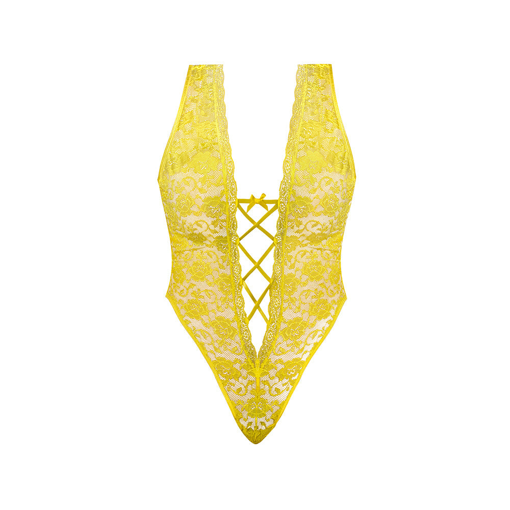 Magic Silk Daffodil Dreams Teddy with Snap Crotch Yellow Queen Size